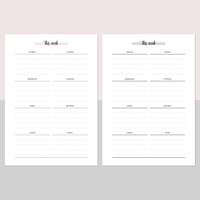 A5 Weekly Notes Template - Light Brown and Light Grey