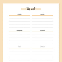A5 Weekly Notes Template - Orange