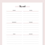 A5 Weekly Notes Template - Pink