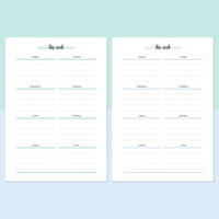 A5 Weekly Notes Template - Teal and Light Blue