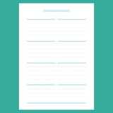 A5 Weekly Notes Template - Version 2 Full Page View