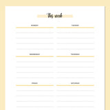 A5 Weekly Notes Template - Yellow