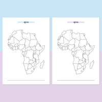 Africa Travel Map Journal - Aqua and Light Purple