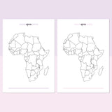 Africa Travel Map Journal - Lavendar and Bright Pink
