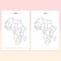 Africa Travel Map Journal - Salmon Red and Bright Orange