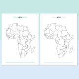 Africa Travel Map Journal - Teal and Light Blue
