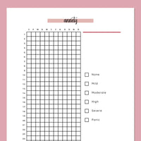 Anxiety Tracker Worksheet - Red