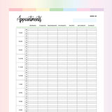 Appointment Planer Printable - Rainbow
