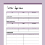 Baby Sitter Information Page - Purple