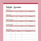Baby Sitter Information Page - Red