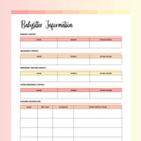 Babysitter Information Sheet Template - Flame