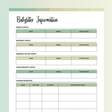 Babysitter Information Sheet Template - Forrest