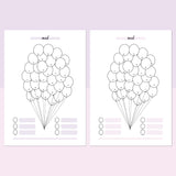 Balloon Mood Journal Template - Lavendar and Bright Pink