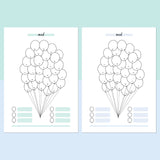 Balloon Mood Journal Template - Teal and Light Blue