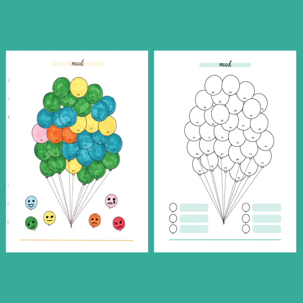 Balloon Mood Journal Template - 2 Version Overview