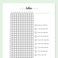 Bed Time Tracking Journal  - Green