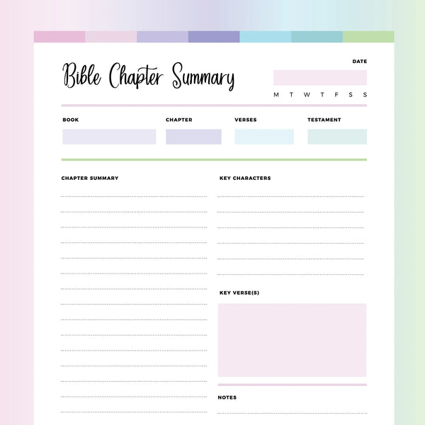 Bible Study Notes Template PDF | A4 & US Letter Sizes | Instant