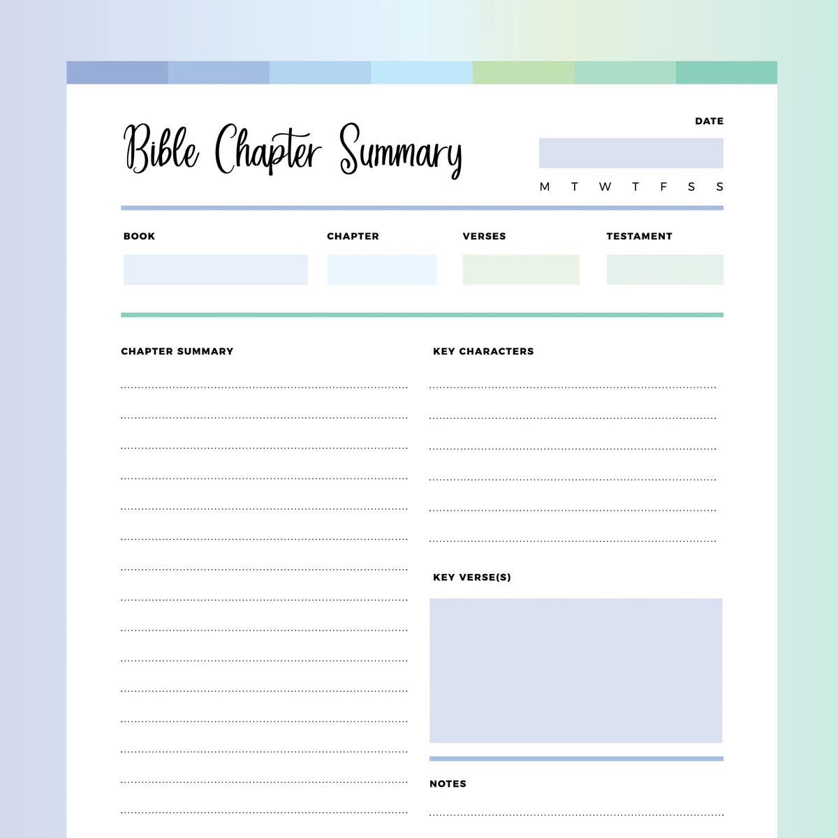 Bible Study Notes Template PDF | A4 & US Letter Sizes | Instant ...