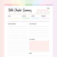 Bible Study Notes Template PDF - Rainbow Color Scheme