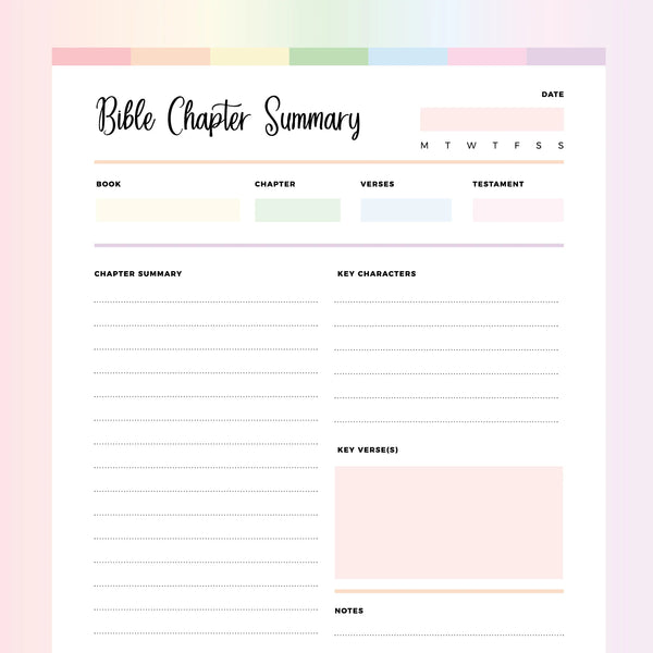 Bible Study Notes Template PDF | A4 & US Letter Sizes | Instant