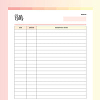 Bill Payment Tracker Printable - Flame