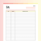 Bill Payment Tracker Printable - Flame