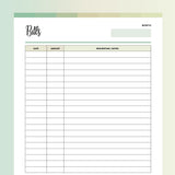 Bill Payment Tracker Printable - Forrest