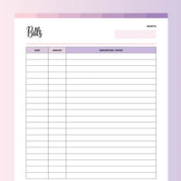 Bill Payment Tracker Printable - Fruity
