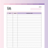Bill Payment Tracker Printable - Fruity