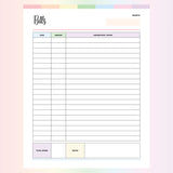 Bill Payment Tracker Printable