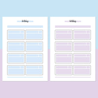 Birthday Tracker Journal Template - Aqua and Light Purple