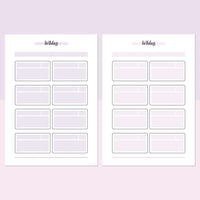 Birthday Tracker Journal Template - Lavendar and Bright Pink