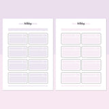 Birthday Tracker Journal Template - Lavendar and Bright Pink