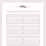 Birthday Tracker Journal Template - Pink