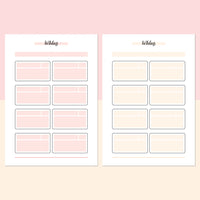 Birthday Tracker Journal Template - Salmon Red and Bright Orange