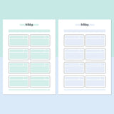 Birthday Tracker Journal Template - Teal and Light Blue