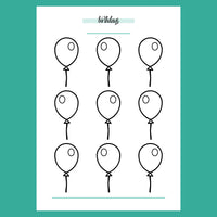 Birthday Tracker Journal Template - Version 2 Full Page View