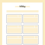 Birthday Tracker Journal Template - Yellow