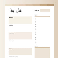 Blank Weekly Planner PDF - Bohemian Color Scheme
