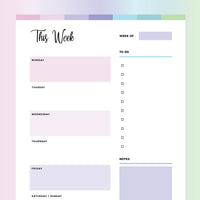 Blank Weekly Planner PDF - Fruity Color Scheme