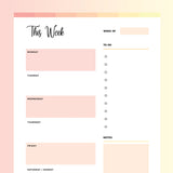 Blank Weekly Planner PDF - Flame Color Scheme