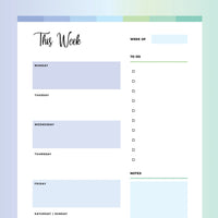 Blank Weekly Planner PDF - Ocean Color Scheme