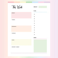 Blank Weekly Planner PDF - Page Overview