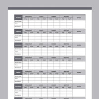 Blood Glucose Chart PDF - Grey