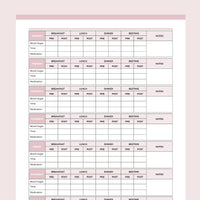 Blood Glucose Chart PDF - Pink