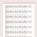 Blood Glucose Chart PDF - Pink