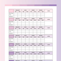 Blood Glucose Chart Printable - Fruity