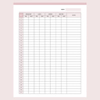 Blood Pressure Recording Chart Printable A4 US Letter Sizes