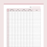 Blood Pressure Recording Chart Printable - Pink