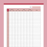 Blood Pressure Recording Chart Printable - Red